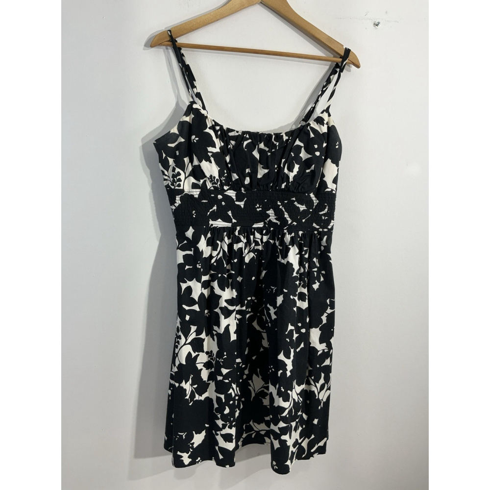 Girls B. Smart Size 14 Black White Floral Spaghetti Straps Back Zip Sun Dress